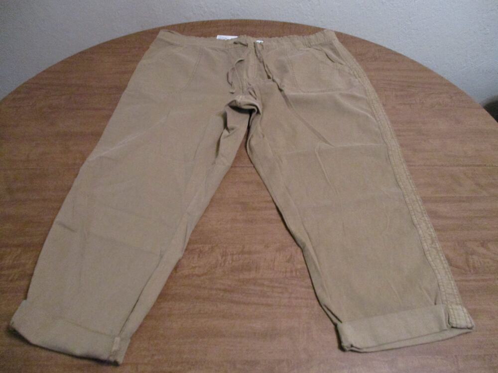 SONOMA HIGH RISE ULTRACOMFORT WAISTBAND PULLON TAN CAPRI XL